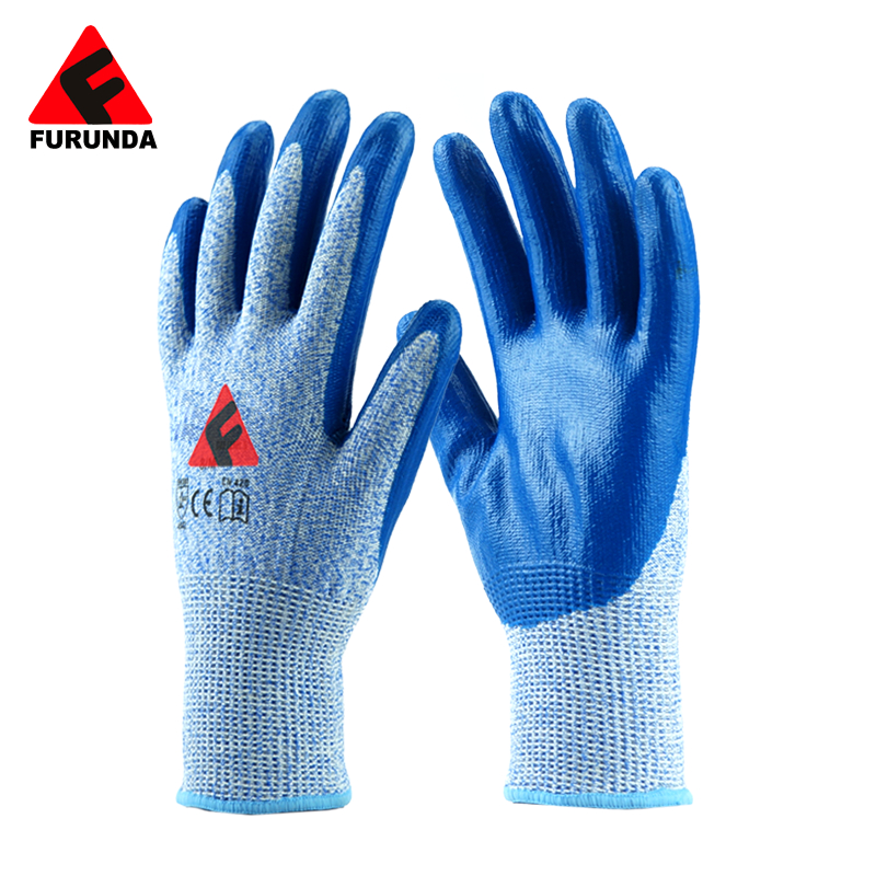 13 Gauge Anti-cut HPPE Liner Pu Coated Cut Resistant Gloves For Industrial Safety Operation