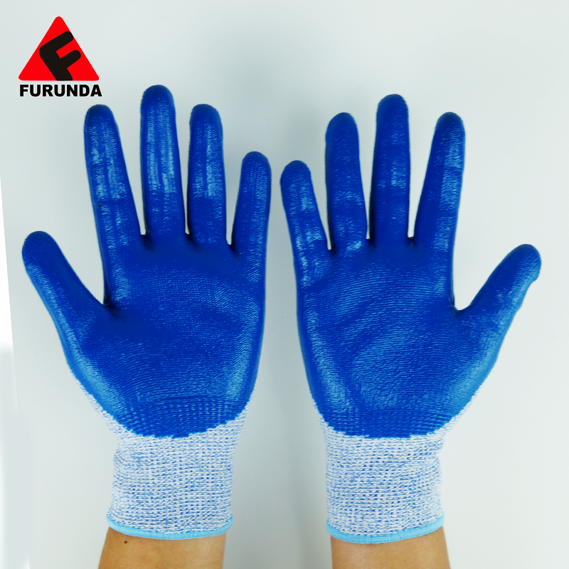 13 Gauge Anti-cut HPPE Liner Pu Coated Cut Resistant Gloves For Industrial Safety Operation