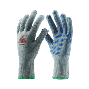 10 Gauge Grey Polyester Liner Blue PVC Dotted Gloves