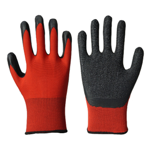 13 Gauge Red Polyester Liner Latex Wrinkle Coated Gloves