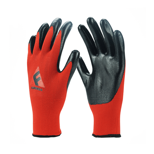 13 Gauge Polyester/Nylon Liner Nitrile Coated Gloves