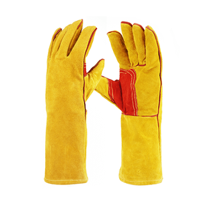 14" 16" Double Palm Anti Abrasion Cow Split Leather Gloves For Welding