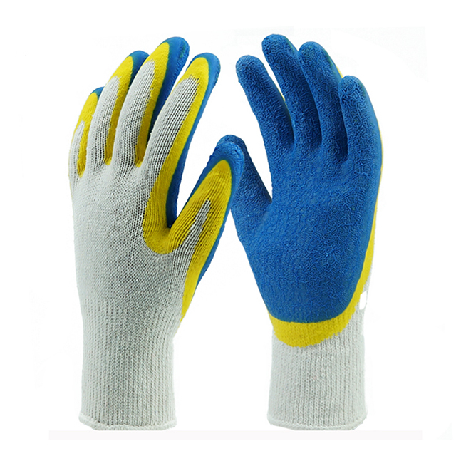 13 Gauge Polyester Liner Latex Wrinkles Double Coated Gloves