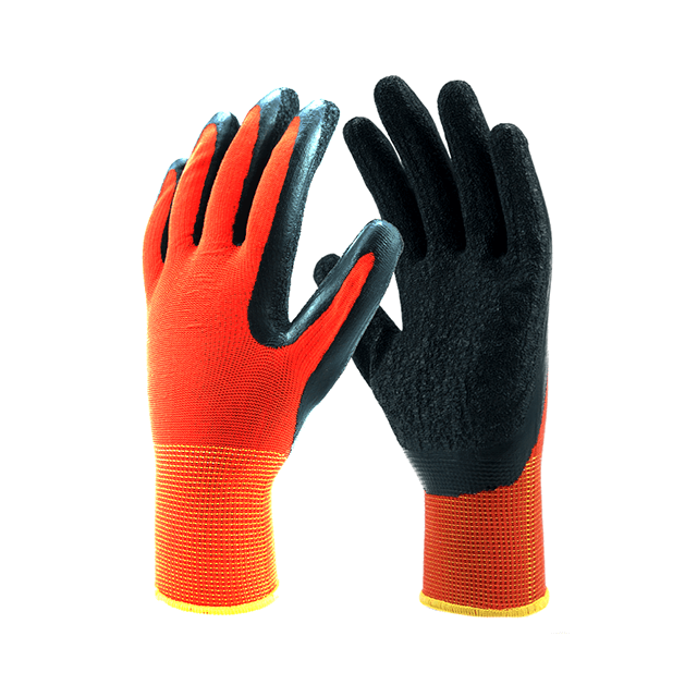 13 Gauge Polyester Liner Latex Wrinkle Coated Gloves