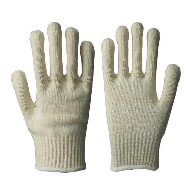 10 Gauge Yellowish Polyester Knit Double Color Overlock Gloves