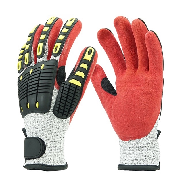 13 Gauge HPPE Shell Nitrile Sandy Coated anti-vibration Gloves