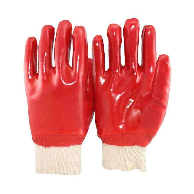 Oil Resistant Rib Cuff Interlock Liner PVC Coated Gloves